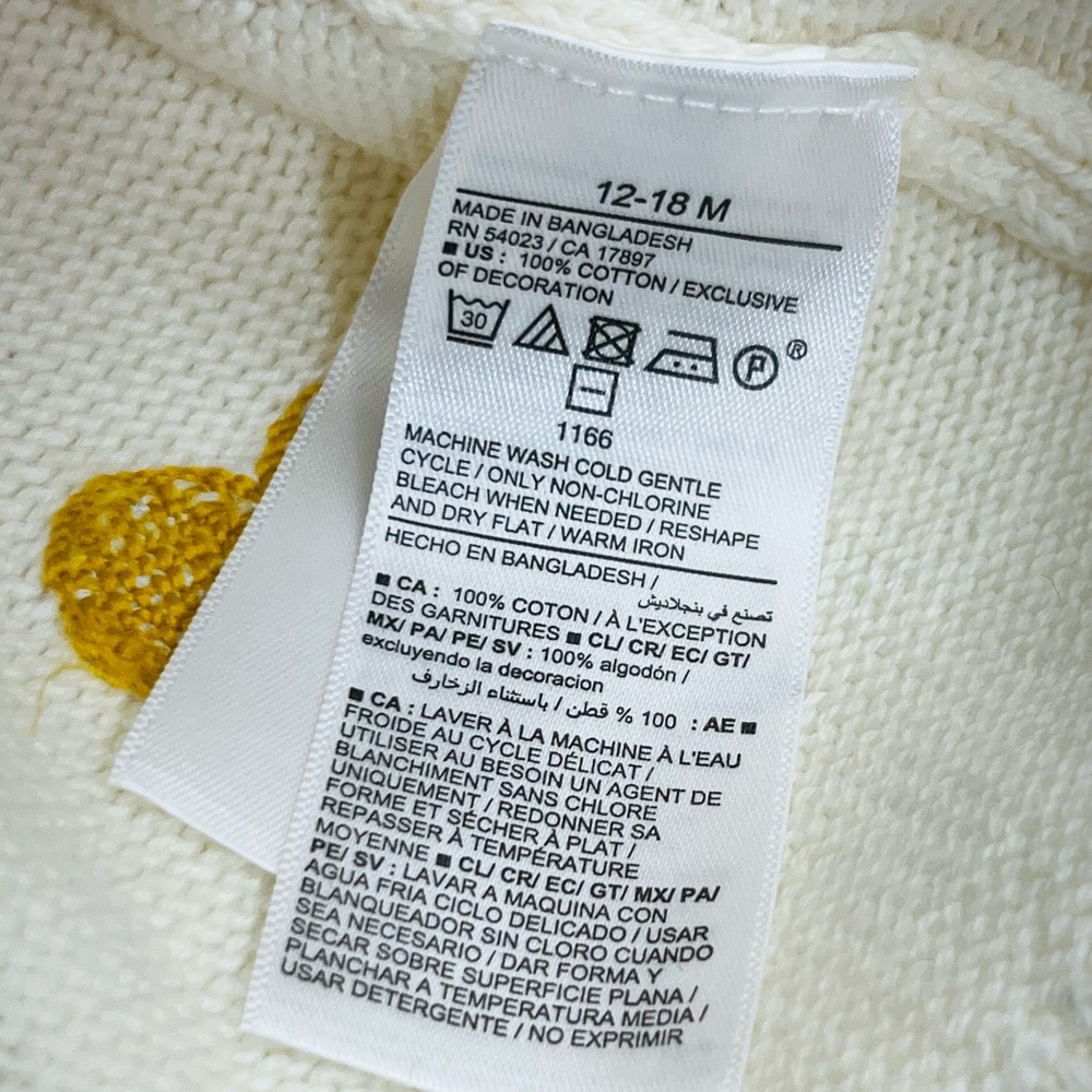 NWT Old Navy Baby Cardigan Cream Heart Knit Sweater Girls Chunky Open Front - Picture 8 of 8